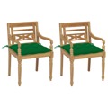 Cadeiras Batávia C/ Almofadões Verde 2 pcs Teca Maciça