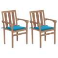 Cadeiras de Jardim C/ Almofadões Azul 2 pcs Teca Maciça