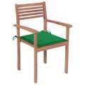 Cadeiras de Jardim C/ Almofadões Verdes 2 pcs Teca Maciça