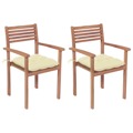 Cadeiras de Jardim C/ Almofadões Branco Nata 2 pcs Teca Maciça