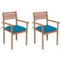 Cadeiras de Jardim C/ Almofadões Azul-claro 2 pcs Teca Maciça