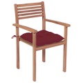 Cadeiras Jardim C/ Almofadões Vermelho Tinto 2 pcs Teca Maciça
