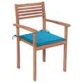 Cadeiras de Jardim C/ Almofadões Azul 4 pcs Teca Maciça