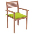 Cadeiras Jardim C/ Almofadões Verde Brilhante 4 pcs Teca Maciça