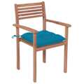 Cadeiras de Jardim C/ Almofadões Azul-claro 4 pcs Teca Maciça