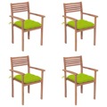 Cadeiras Jardim C/ Almofadões Verde Brilhante 4 pcs Teca Maciça
