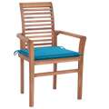 Cadeiras de Jantar C/ Almofadões Azuis 2 pcs Teca Maciça