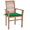 Cadeiras de Jantar C/ Almofadões Verdes 2 pcs Teca Maciça