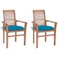 Cadeiras de Jantar C/ Almofadões Azul-claro 2 pcs Teca Maciça