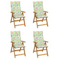 Cadeiras Jardim Reclináveis C/ Almofadões 4 pcs Acácia Maciça