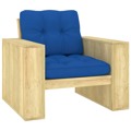 Cadeira de Jardim C/ Almofadões Azul Real Pinho Impregnado