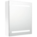 Armário Espelhado Casa de Banho LED 50x14x60cm Branco Brilhante
