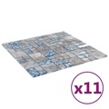 Ladrilhos de Mosaico Adesivos 11 pcs 30x30 cm Cinzento e Azul
