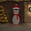Pinguim de Natal Decorativo com Luzes LED Tecido de Luxo 180 cm
