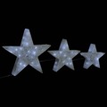 Estrelas de Natal com Luzes LED 3 pcs Ext./int. Arame Branco