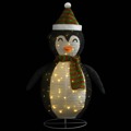 Pinguim de Natal Decorativo com Luzes LED Tecido de Luxo 90 cm