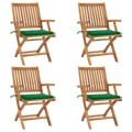 Cadeiras de Jardim Dobráveis C/ Almofadões 4 pcs Teca Maciça