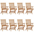 Cadeiras de Jardim C/ Almofadões Branco Nata 8 pcs Teca Maciça