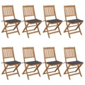 Cadeiras de Jardim Dobráveis 8 pcs C/ Almofadões Acácia Maciça