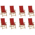Cadeiras de Jardim Dobráveis C/ Almofadões 8 pcs Acácia Maciça