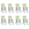 Cadeiras Jardim Reclináveis C/ Almofadões 8 pcs Acácia Cinzento