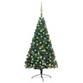 Meia Árvore Natal Artificial C/ Luzes LED e Bolas 240 cm Verde