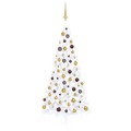 Meia Árvore Natal Artificial C/ Luzes LED e Bolas 240 cm Branco