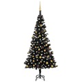 Árvore de Natal Artificial C/ Luzes LED e Bolas 150 cm Pvc Preto