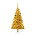 Árvore Natal Artificial C/ Luzes Led/bolas 210 cm Pet Dourado