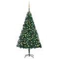 Árvore de Natal Artificial C/ Luzes LED e Bolas 210cm Pvc Verde