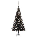 Árvore de Natal Artificial C/ Luzes LED e Bolas 120cm Pvc Preto