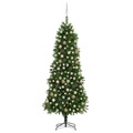 Árvore de Natal Artificial com Luzes LED e Bolas 240 cm Verde