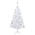 Árvore de Natal Artificial + Luzes LED e Bolas 210cm Pvc Branco