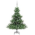 Árvore Natal Artif. Luzes Led/bolas 120cm Abeto Caucasiano Verde