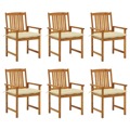 Cadeiras de Jardim com Almofadões 6 pcs Acácia Maciça