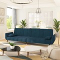 Sofá-cama 2 Lugares com Duas Almofadas Veludo Azul
