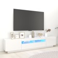 Móvel de Tv com Luzes LED 200x35x40 cm Branco Brilhante
