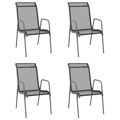 Cadeiras de Jardim 4 pcs Aço e Textilene Preto
