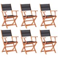 Cadeiras Jardim Dobráveis 6pcs Eucalipto Maciço/textilene Preto