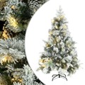 Árvore de Natal C/ Flocos de Neve Leds e Pinhas 150cm Pvc e Pe