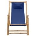 Cadeira de Terraço de Bambu e Lona Azul-marinho