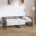 Sofá-cama 90x190 cm Madeira de Pinho Maciça Cinzento