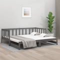 Estrutura Sofá-cama de Puxar 2x(90x190)cm Pinho Maciço Cinzento