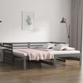 Estrutura Sofá-cama de Puxar 2x(90x190)cm Pinho Maciço Cinzento