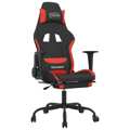 Cadeira de Gaming com Apoio de Pés Tecido Preto e Vermelho