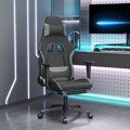 Cadeira Gaming Giratória +apoio Pés Tecido Preto/cinzento-claro