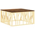 Mesa de Centro Aço Inoxidável/madeira Recuperada Maciça Dourado