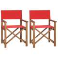 Cadeiras de Realizador 2 pcs Madeira de Teca Maciça Vermelho
