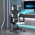 Cadeira Gaming Couro Artificial Preto e Branco
