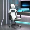Cadeira Gaming Couro Artificial Branco e Preto